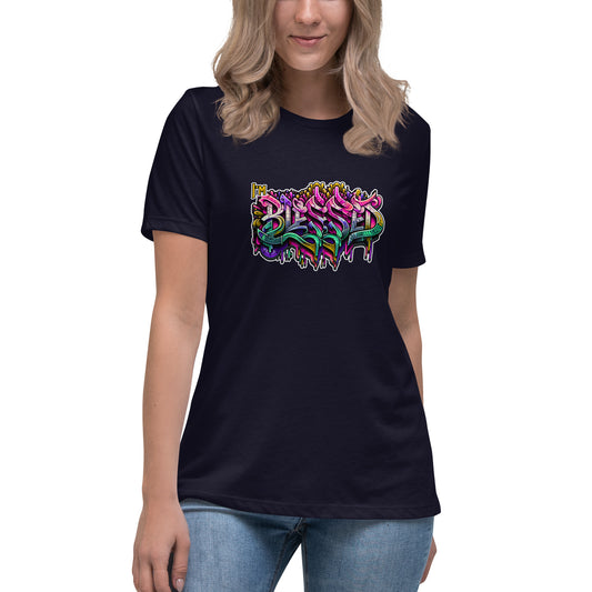 Graffytees Blessed Graffiti design Women's Relaxed T-Shirt