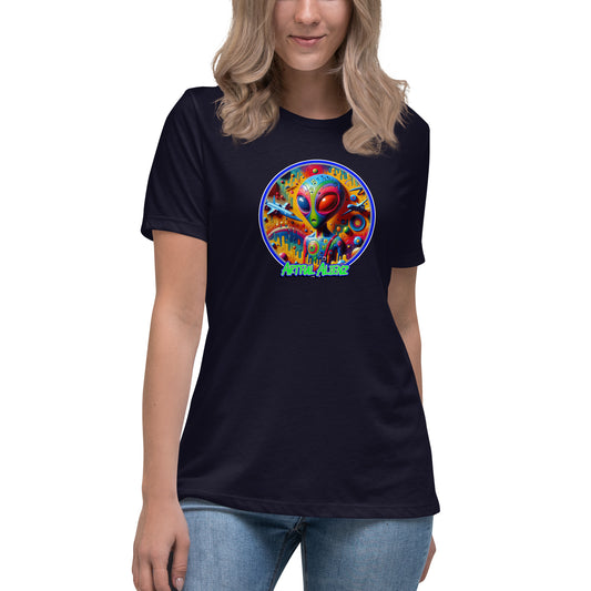 Graffytees Artful Alienz colorful graffiti design Women's Relaxed T-Shirt