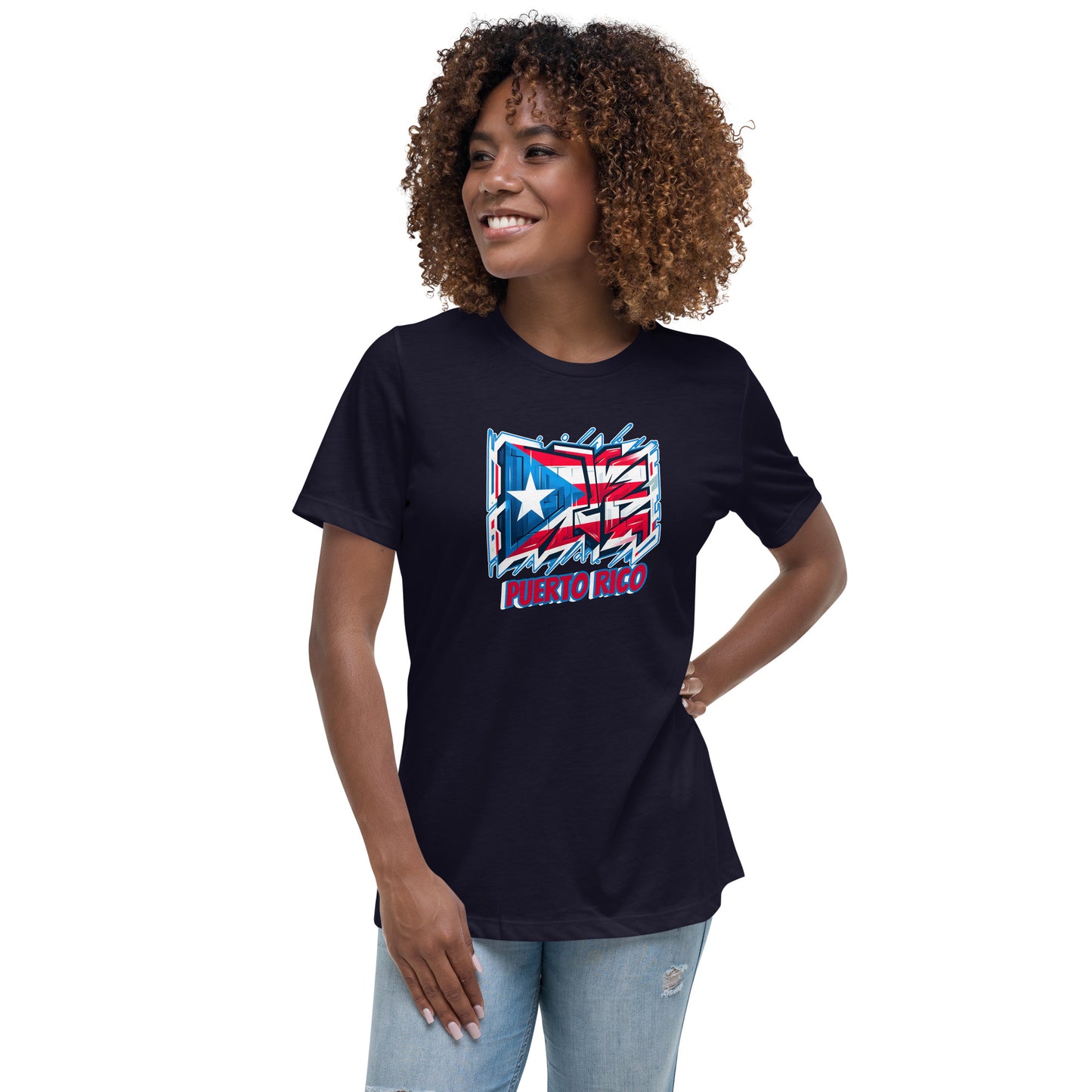 Graffytees Puerto Rico Graffiti flag Women's Relaxed T-Shirt