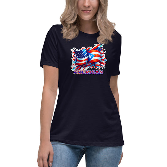 Graffytees AME-RICAN  flags US-PR Women's Relaxed T-Shirt