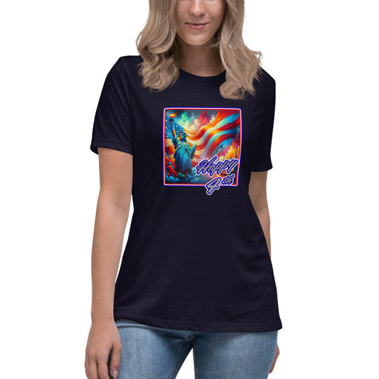 Graffytees Happy 4th of July Women's Relaxed T-Shirt