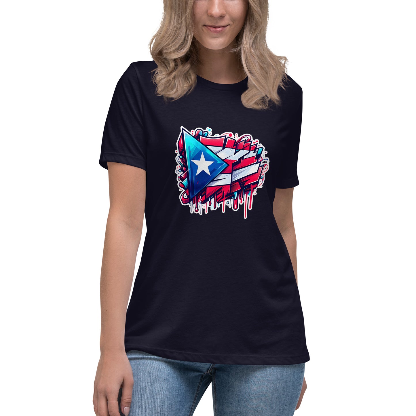 Graffytees graffiti Puerto Rican Flag Women's Relaxed T-Shirt