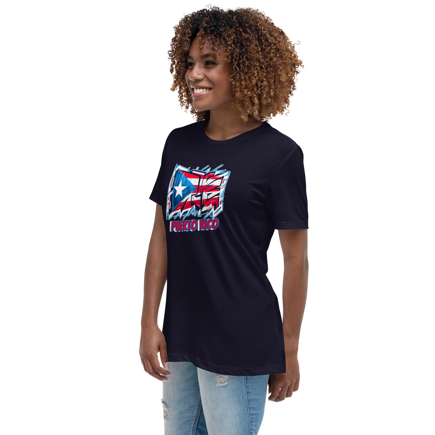 Graffytees Puerto Rico Graffiti flag Women's Relaxed T-Shirt