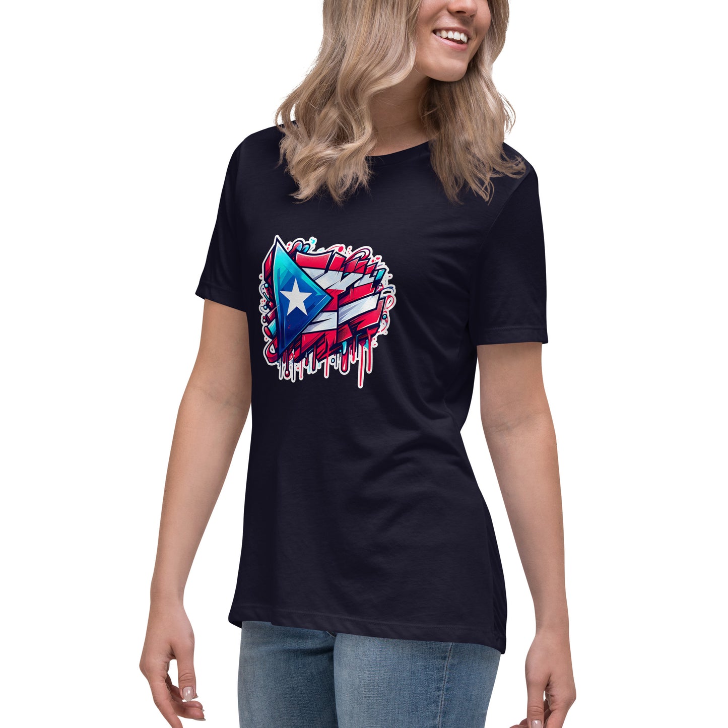 Graffytees graffiti Puerto Rican Flag Women's Relaxed T-Shirt