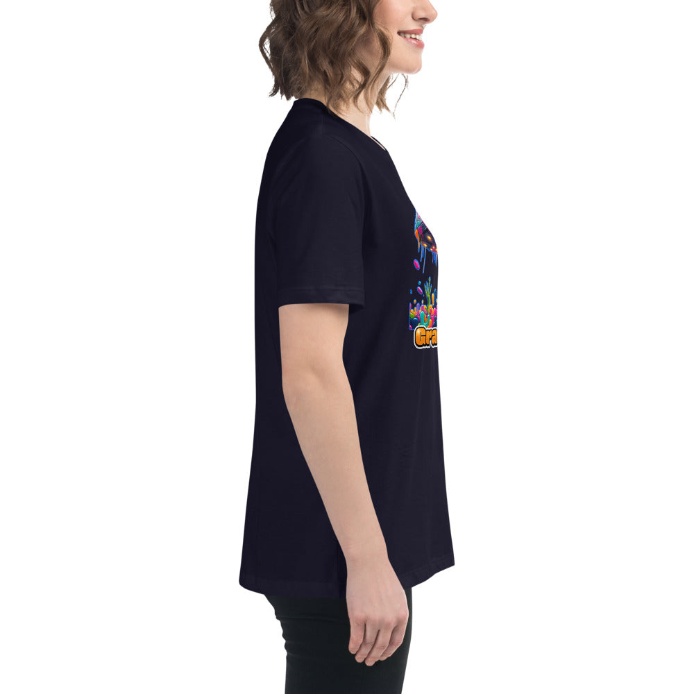 Artful Aliens Colorful Alien and UFO Women's Relaxed T-Shirt