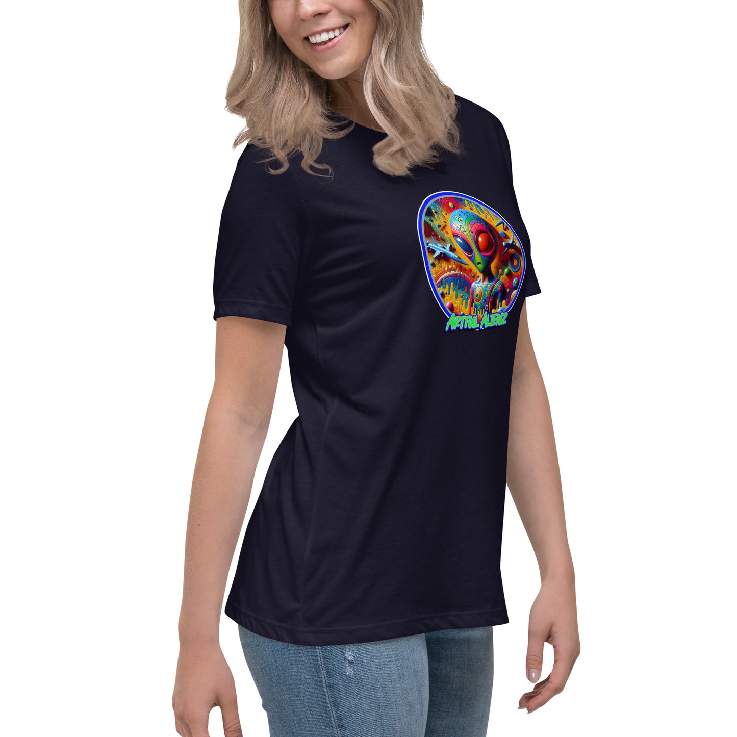 Graffytees Artful Alienz colorful graffiti design Women's Relaxed T-Shirt