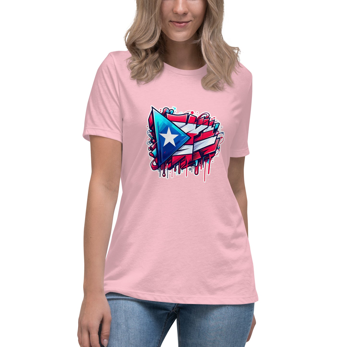 Graffytees graffiti Puerto Rican Flag Women's Relaxed T-Shirt