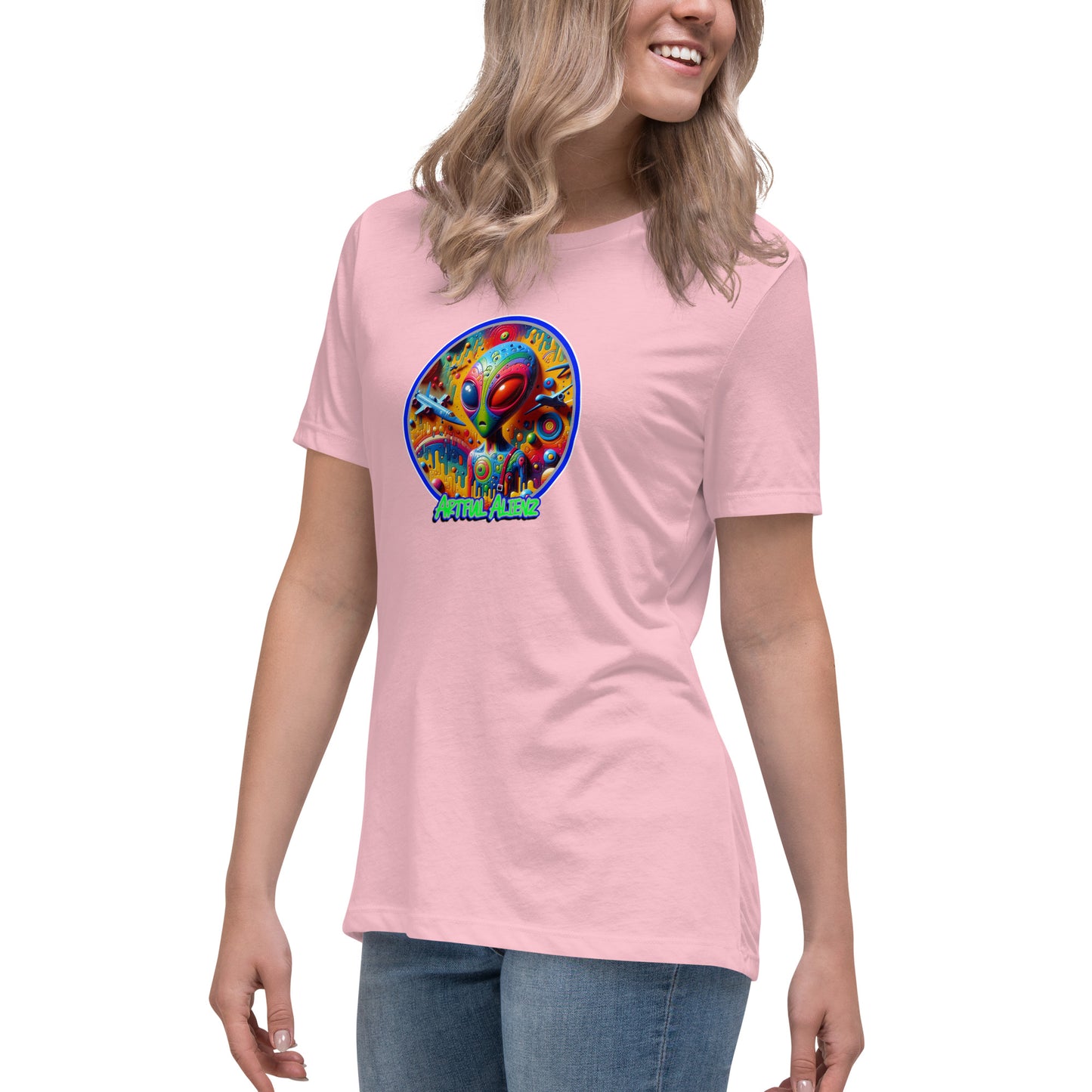 Graffytees Artful Alienz colorful graffiti design Women's Relaxed T-Shirt