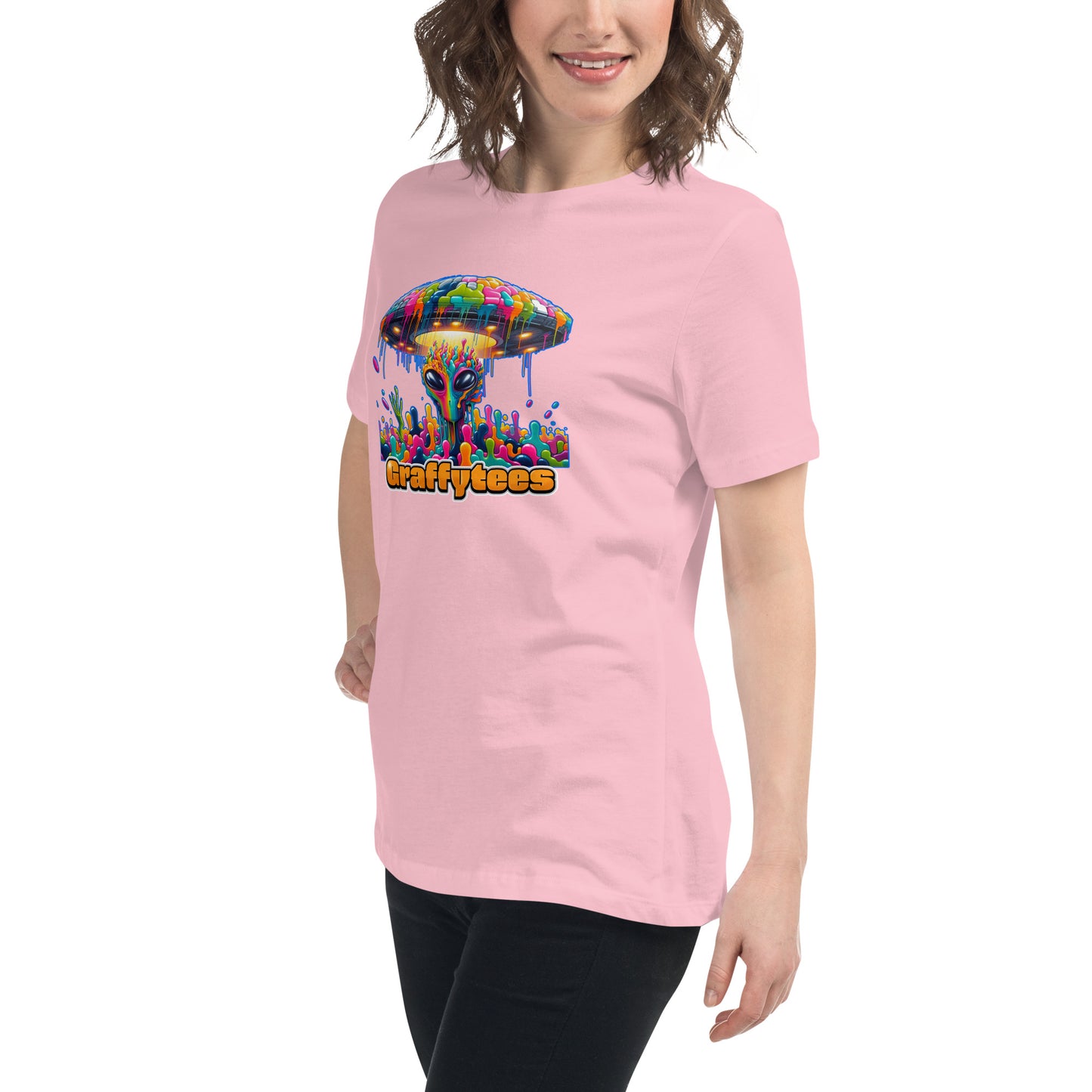 Artful Aliens Colorful Alien and UFO Women's Relaxed T-Shirt