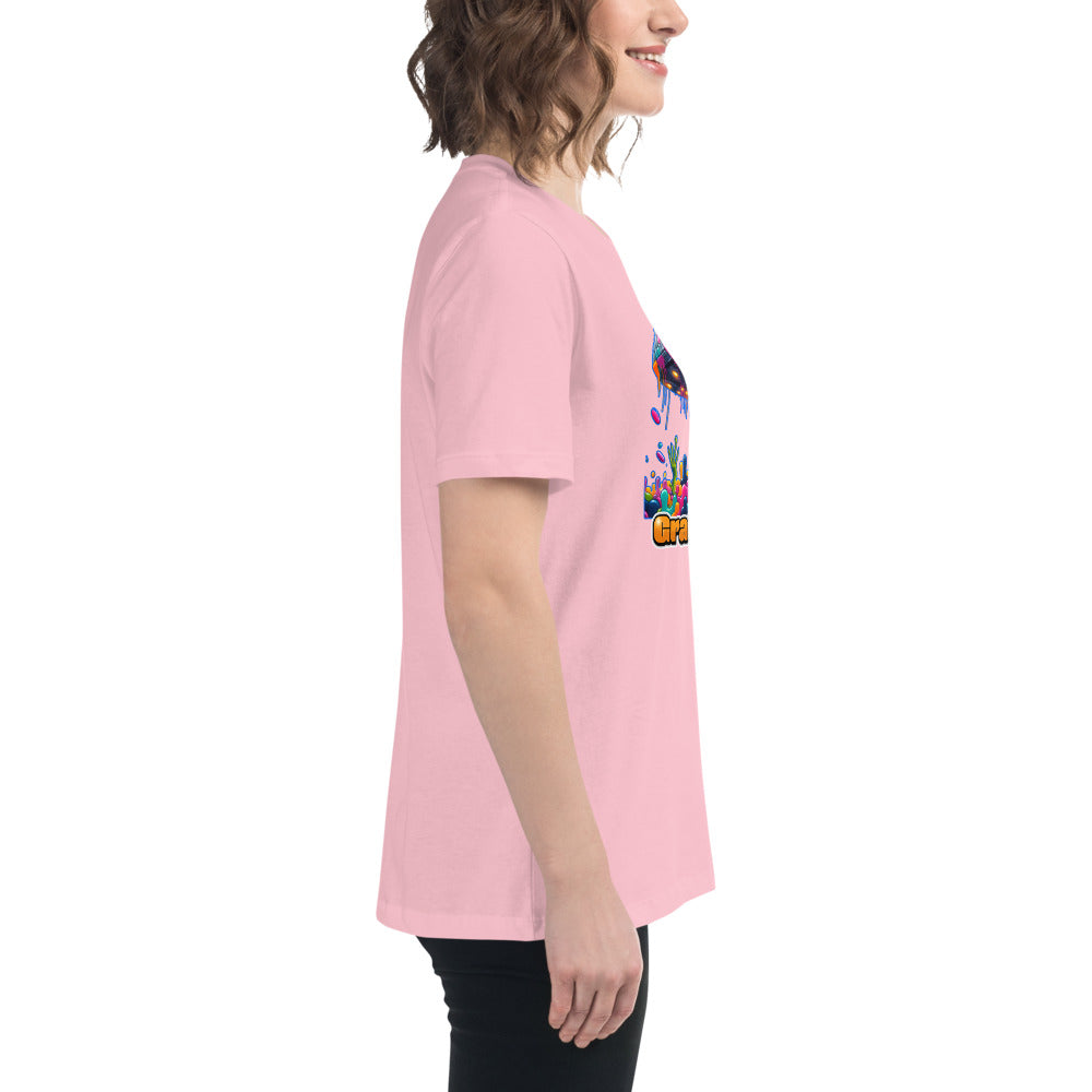 Artful Aliens Colorful Alien and UFO Women's Relaxed T-Shirt