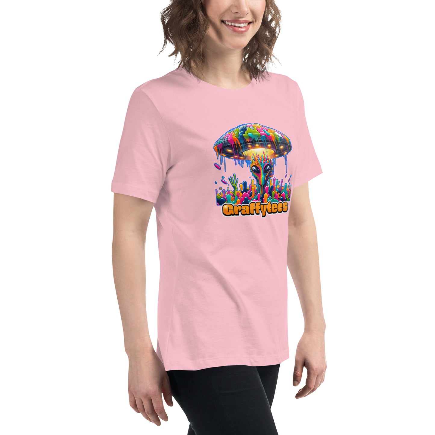 Artful Aliens Colorful Alien and UFO Women's Relaxed T-Shirt