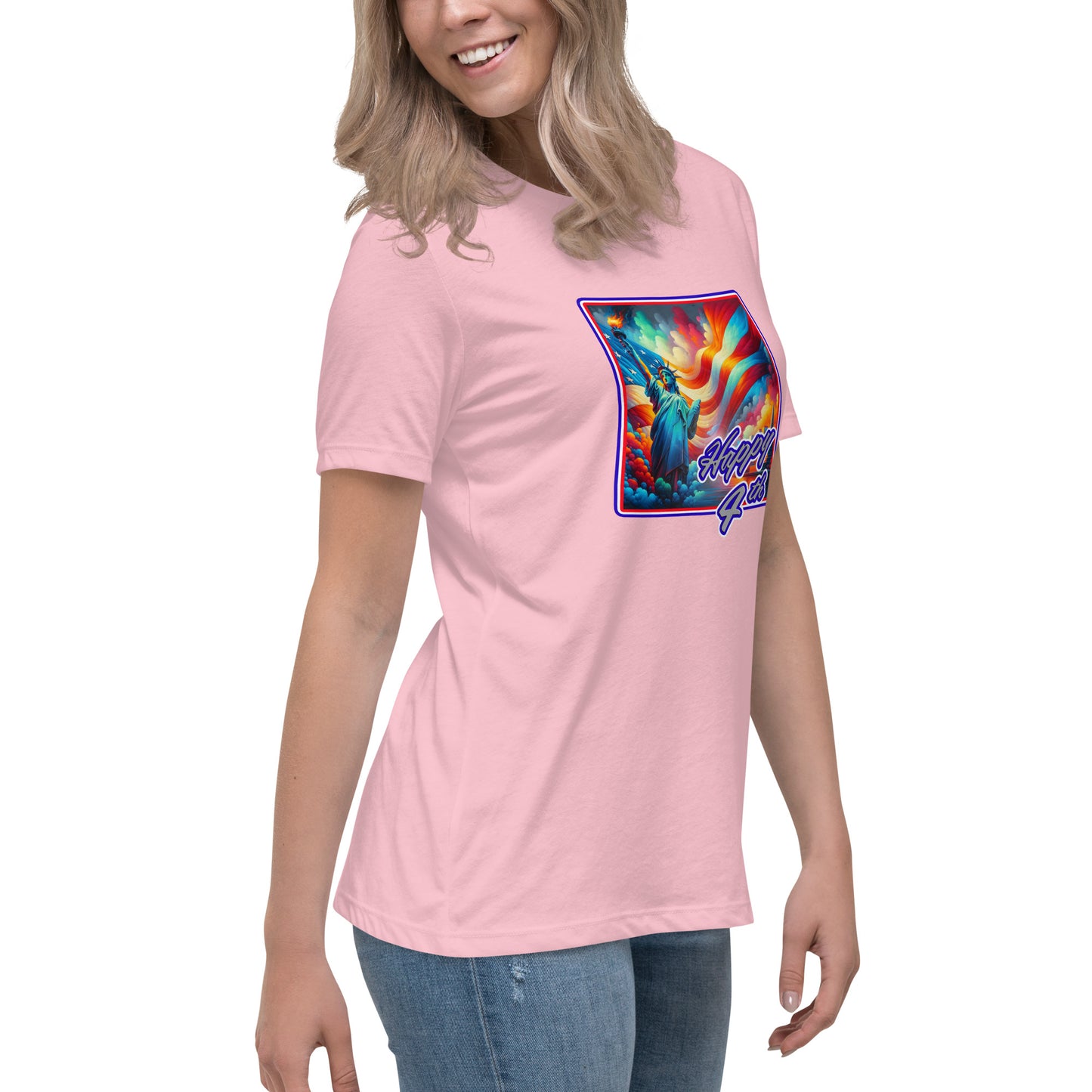 Graffytees Happy 4th of July Women's Relaxed T-Shirt