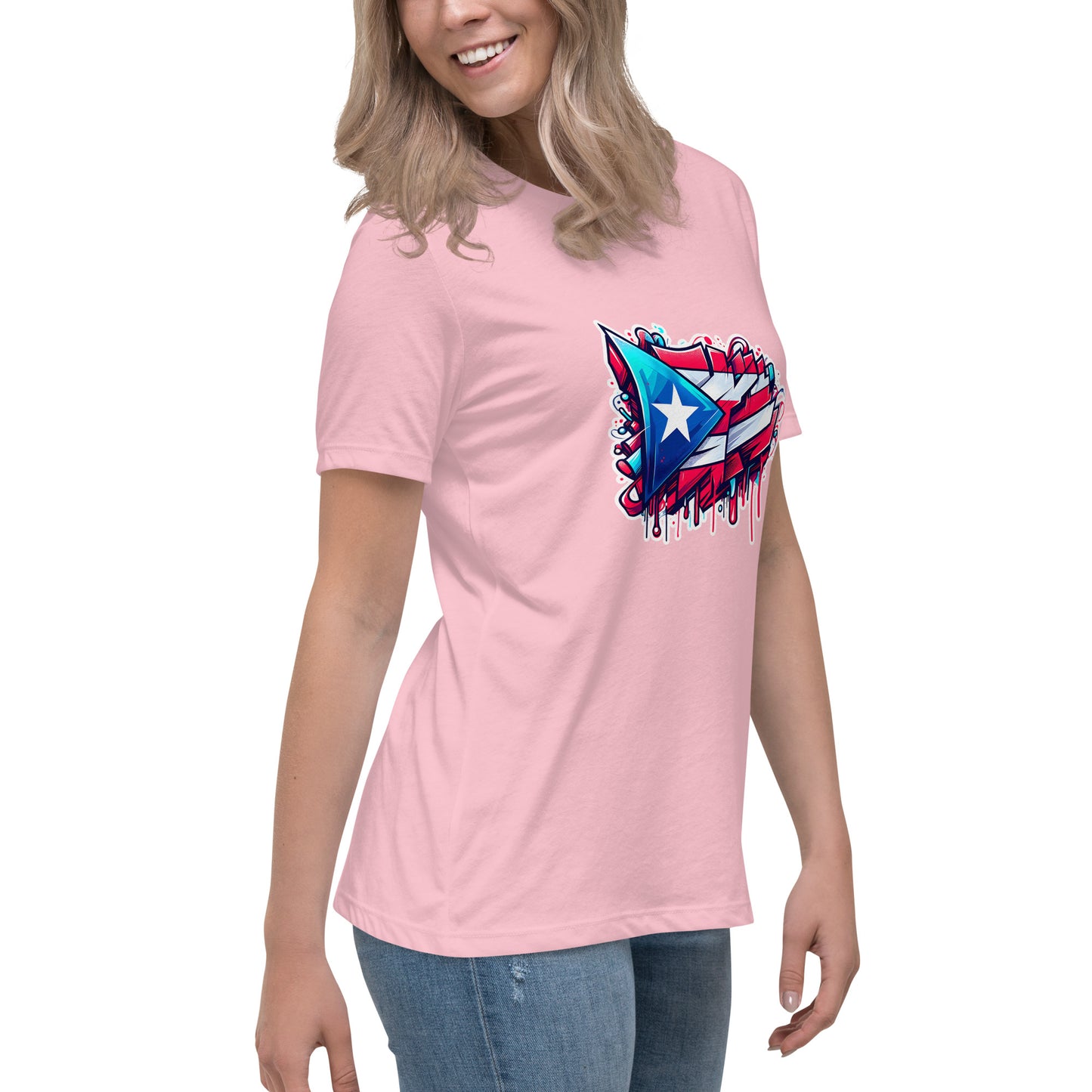 Graffytees graffiti Puerto Rican Flag Women's Relaxed T-Shirt