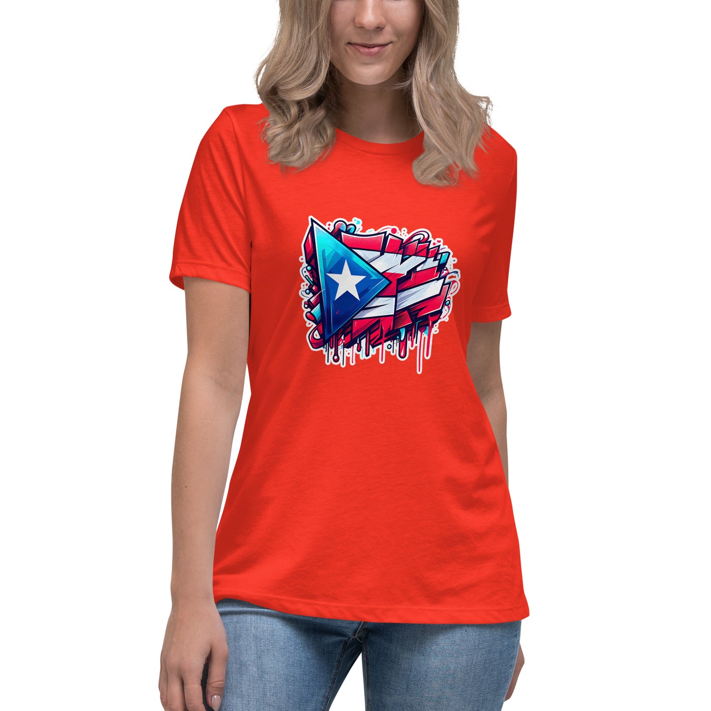 Graffytees graffiti Puerto Rican Flag Women's Relaxed T-Shirt