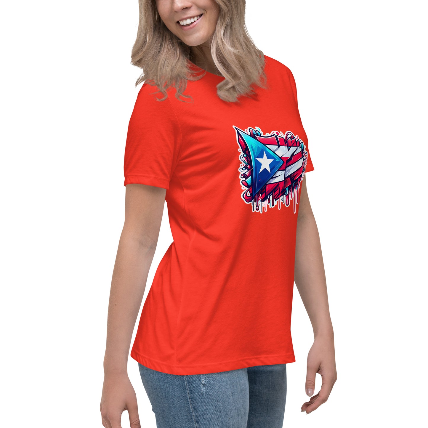 Graffytees graffiti Puerto Rican Flag Women's Relaxed T-Shirt