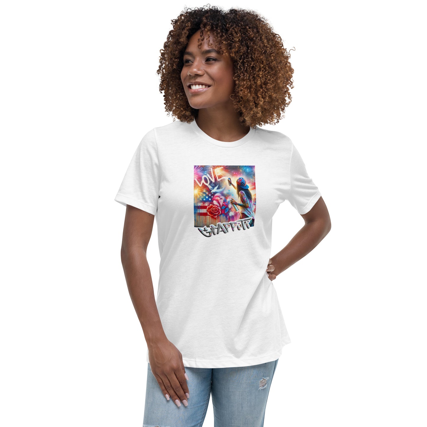 Graffytees Girl Artist graffiti Love message Women's Relaxed T-Shirt