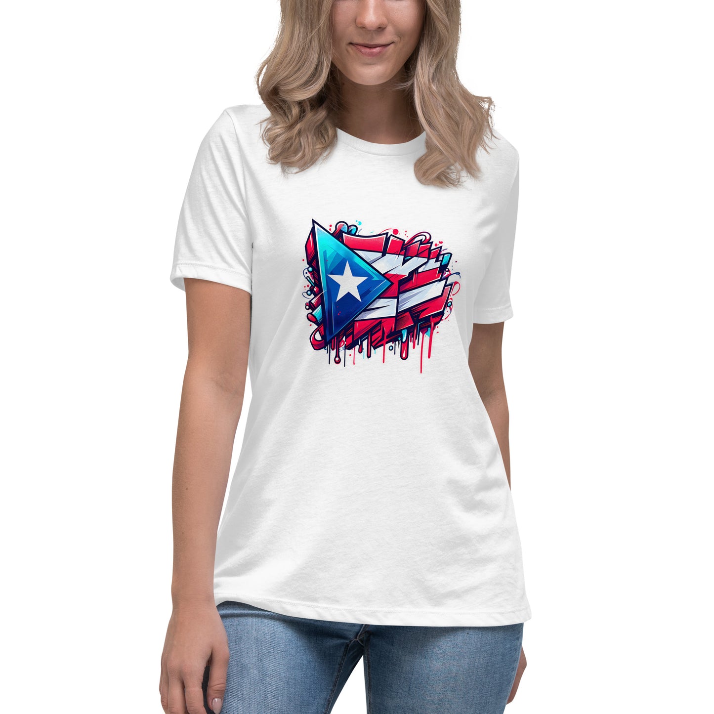 Graffytees graffiti Puerto Rican Flag Women's Relaxed T-Shirt