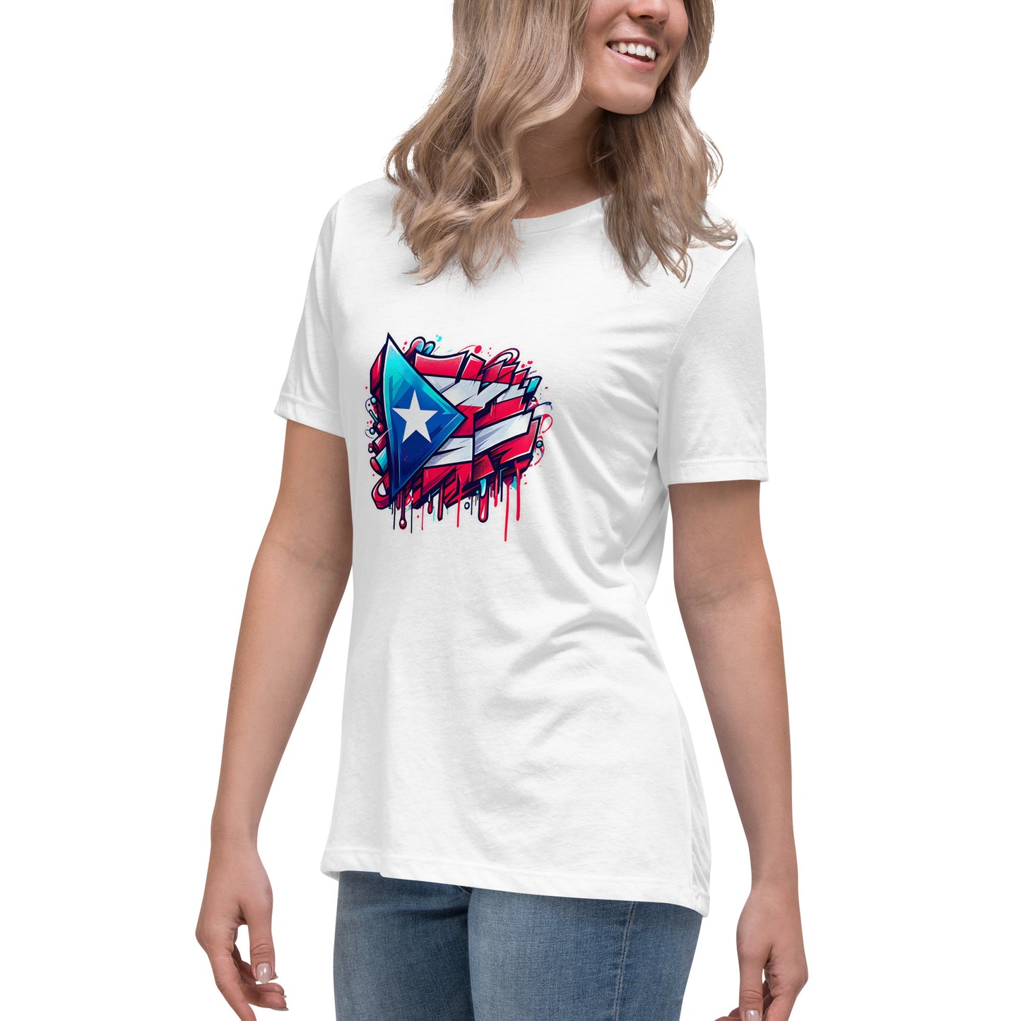 Graffytees graffiti Puerto Rican Flag Women's Relaxed T-Shirt