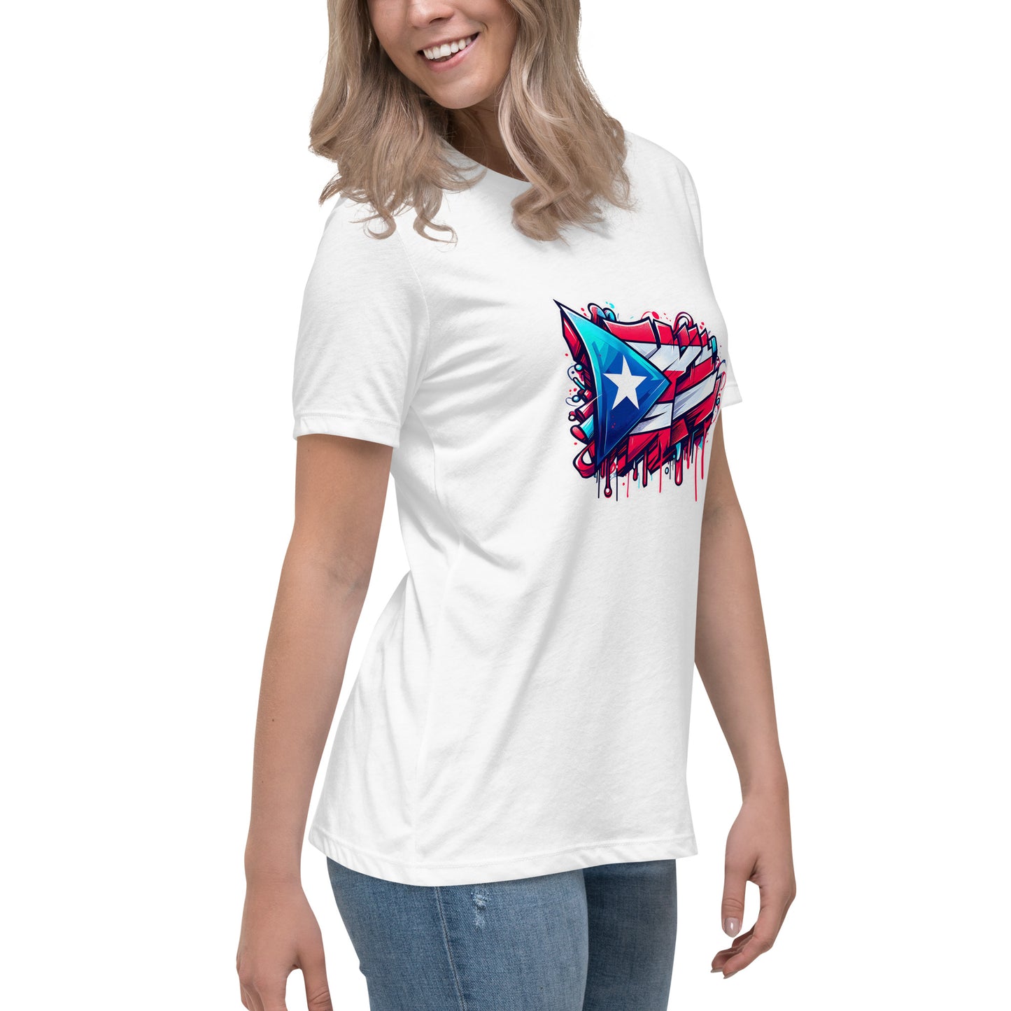 Graffytees graffiti Puerto Rican Flag Women's Relaxed T-Shirt